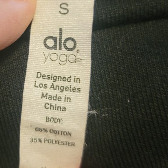 Alo Yoga Athletic Black Perforated Crop Sweatshirt Winter Women Small - Picture 6 of 6